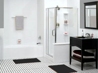 Rev Straight White Tub White Smooth Walls Polished Chrome w Shower bci Flat HR